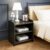 FireBees Modern Wooden Bedside Table with 3 Shelves | Compact Side Table for Bedroom & Living Room | Bed Side Table Organizer, End Table & Home Furniture | Dark Brown (40.6×25.4×50.8 cm)