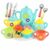 SUPER TOY Plastic Tea Party Pretend Play Kitchen Set with Food Toy for Kids Including Dessert Carrying Case Tea Set for Girls Birthday Toddler Gifts Age 3-12, Multicolor