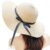 Women’s Big Brim Sun Hat – Floppy Foldable Straw Hat with Bowknot for Summer Beach Cream