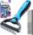 Candure Pet Friendly Dog Brush for Shedding & Effective Hair Removal Double-Sided Dematting Comb for Dogs & Cats Hair Brush for Shedding – Undercoat Rake for Dogs with Comb (Large, Blue)