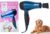 Foldable Pet Grooming Hair Dryer & Blower | Fast Drying for Wet Dog & Cat Fur, 2 Heat Settings with Attachment & Plug