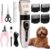 NEWKIBOU Electric Clipper for Dogs and Cats, 4-in-1 Pet Grooming Kit with 4 Combs (3-6-9-12mm), Low Noise, Cordless and Rechargeable, 120 Min Runtime, Titanium Ceramic Blade | LCD Display, 5 Fine Settings, Cordless or Wired Use, Ceramic Blade, USB and Grooming Accessories
