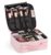INOVERA (LABEL) Nylon Makeup Organizer Bag for Women, Girls & Bride – Travel Cosmetic Kit Storage Organiser – Toiletry Vanity Box with Adjustable Compartment, 26l x 23b x 9h cm (Rose Gold)