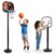 Kidsmate 3-in-1 Basketball Play Set for Kids with Adjustable Basketball Hoop, Tic Tac Toe & Dot Game Board, Basketball Net Stand Indoor Outdoor Toy, Best Gift for Boys & Girls – Multicolor