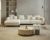 Modern Sofa Chesterfield Design with Stylish Wooden Legs Bouncy Teddy Fabric Off-White Finish Sofa for Living Room, Bedroom, Hallways (4 Seater, Sectional RHS)