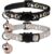 2Pcs Breakaway Cat Collars with Bell Moons Stars Cute Kitty Adjustable Safe Kitten Collars with Pendant (Black & Grey)