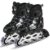 TEKCOOL 4 Wheels Adjustable Inline Skates Skating Shoes for Boys Kids Girls Skating Shoe Adjustable Roller Blades, Age 6 to 15 Years, PU Strong LED Flash Light on Wheels Aluminium, Black