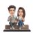 Wood Rectangular Personalized Caricature Gift for Couple, 7 Inches, Tabletop Multicolor, Art Deco Style