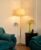 Divine Trends Floor Lamp LED, Incandescent Standing Modern Antique Brass Finish 5Ft Height with 16 Inches Off White Lampshade for Living Room Corner, Home, Hotel, Office Pack of 1 – Led Bulb Included