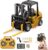 PLUSPOINT 1/64 RC Forklift Toy, Remote Control Forklift Truck with Rechargeable Battery, 10 Channel 2 Modes, Transformable Lift Fork & Hook, Lights & Sounds, Construction Toy Gift for Kids Boys
