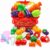PLUSPOINT 15 Pcs Fruit & Vegetable Cutting Toy Set with Basket | Sliceable Pretend Play Kitchen Toys for Kids | Learning Toy with Knife & Cutting Board for Boys & Girls