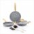 Amazon Basics Granite Finish Non Stick 5 Pcs Induction Base Cookware Set-Granito Grey (24cm Fry Pan, 24 cm Kadai, 28cm Tawa and 2 Nylon Spatulas)