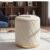 Luxury Round Velvet Ottoman Stool with Gold Base – Modern Upholstered Footrest Pouffe, Tufted Vanity Seat, Living Room Bedroom Dressing Stool (Cream-L)