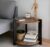 Shoper cart Round End Table with 2-Tier Storage Shelf, Room Decoration Items for Bedroom, Side Tables for Bedroom, Home Decor for Living Room, Walnut Wood Top with Black Wooden Legs, 30×36 cm