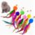 Sunkizzrs® Cat Toys – Interactive Toy Set with Retractable Teaser Wands and Feather Toys – Activity Toys to Exercise Cats and Kittens (Only 6 Feather Balls Replace Heads)