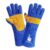 Animal Handling Leather Gauntlet Gloves, Bite Proof Protection from Dog, Cat, Bird, Snake, Kevlar Stitch Gloves for Vets, Groomers, Pet Owners (Blue-Yellow, 16 inch, Pack of 1 Pair)