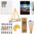 ArtRight 39 Pcs Painting Kit for Beginners & Kids with 4 Paint Brushes – Mini Wooden Easel with Canvas – 20 A5 Watercolor Papers – Mini Painting Palette – Artists Color Set of 12