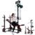 20-in-1 Multipurpose Gym Bench Press Station for Home Gym | Full-Body Workout with LAT Pulldown, Leg Curl, Dip Bar & Adjustable Angles | Heavy-Duty Iron Frame, Red & Black