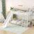Metal Bunk Bed Frame for Kids | Twin Over Twin Metal Bunk Bed with Slide for Bedroom Living Room Home (White)