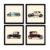 Rousrie Vintage Car Wall Art Framed Posters, Set of 4, Multi Colour, Modern Style Decorative Paintings for Living Room