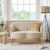 HULALA HOME Modern Velvet Loveseat Sofa with Flower Shaped Back, Comfy Upholstered 2-Seater Sofa with Gold Metal Legs, Small Love Seat Accent Couch for Living Bedroom Leisure Areas, Tan