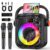 JYX Karaoke Machine with 2 Wireless Mics, RGB Light PA System, Bass & Treble Adjustment, Bluetooth Karaoke Speaker Supports Live Broadcast, Monitoring & Sound Effects, for Home Party Outdoor (Black)