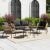 DEVOKO Nova 4 Seater Outdoor Rope Sofa Conversation Set (Beige & Black) | Comfortable All Weather Water-Resistant Cushions and Glass Top Round Center Table for Garden Patio Poolside