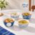 Nestasia 350ml Ceramic Bowl Set of 4, Microwave & Dishwasher Safe, BPA & Lead-Free Snack & Soup Bowls, Elegant White & Blue Crockery Set for Gift, Everyday Serving & Dining