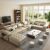 FURNART FURNITURE & INTERIOR Modern U-Shaped Sectional Sofa Set with Storage, 9 Seater, Sofa Couch with 4 Puffy for Hall Guest Room, Leatherette (Beige)