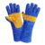 Animal Handling Leather Gauntlet Gloves, Bite Proof Protection from Dog, Cat, Bird, Snake, Kevlar Stitch Gloves for Groomers, Pet Owners (Blue-Yellow, 18 inch, Pack of 1 Pair)