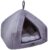 Amazon Basics Premium Soft Velvet Pet Hut House | For Cats, Kittens and Small Dogs | With Reversible Cushion | Washable Cozy and Comfortable | Small | 40 x 40 x 40 cm | Navy Blue and Grey