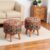NACIA Printed Ottoman Stools for Home Printed Ottoman Stool Set of 2 Bench for Living Room for Sitting Wooden Round Foot Rest Pouf for Home Decoration Pouffes for Dressing Table 16″x18″ Octa