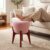 Ottoman Stools for Living Room | Pouffes for Sitting, Foot Rest with Four Wooden Legs | 16-Inch Height, | Chic & Cosy Furniture for Interior Design 4 Walnut-Pink