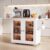 Rocco Walky Kitchen Island Storage Cabinet with Wheels, Solid Rubber Wood Top, Fluted Acrylic Doors, Built-in Power Sockets & LED Lights, Soft-Close Hinges & Side Organizer (White, Medium Size)